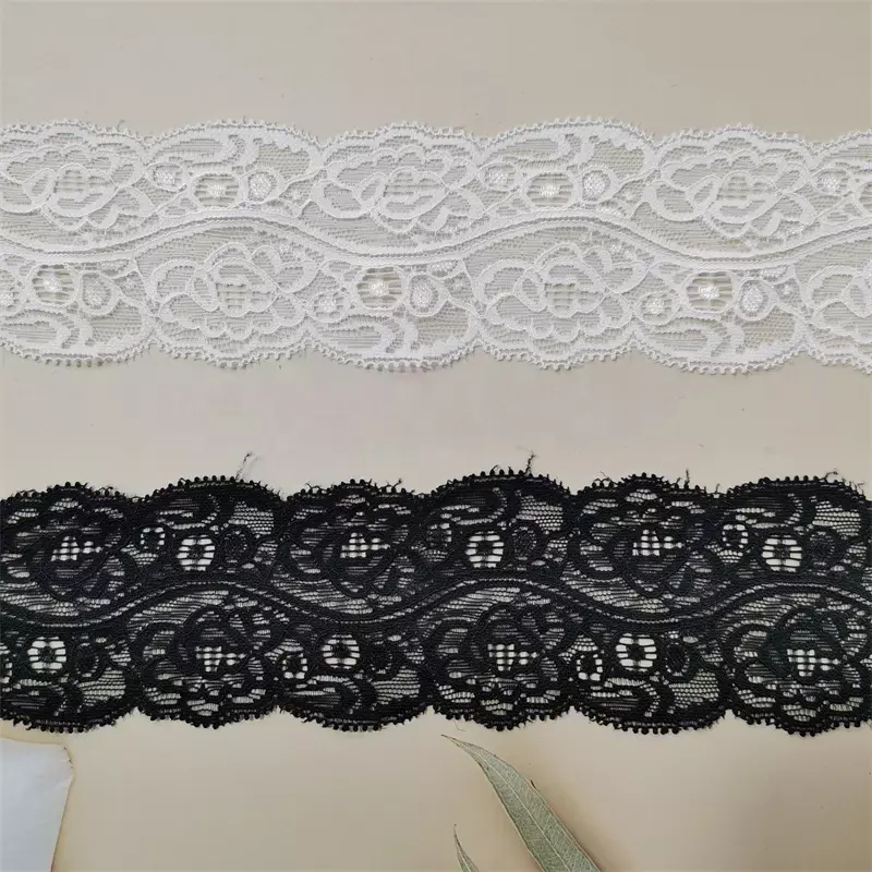 Bra accessories silver lace stretch/elastic double color flower lace trim