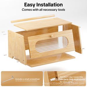 Wooden Bread Storage Box With Lid Rectangle Solid Color <b>Kitchen</b> Countertop Pastry Fruit Holder XMF-0401 - Product Image 5