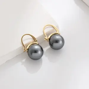 Pendientes de perla de imitación de 12mm chapados en oro de calidad minimalista para mujer, regalo de joyería para el Día de la madre