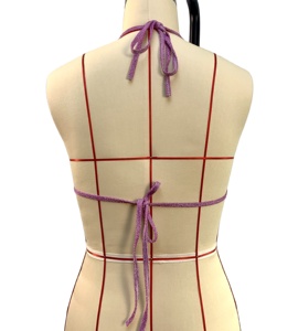 OEM ODM bayan Bikini üçgen Halter ile yüzmek kapak up setleri gömlek katı parlak mayo - Product Image 4