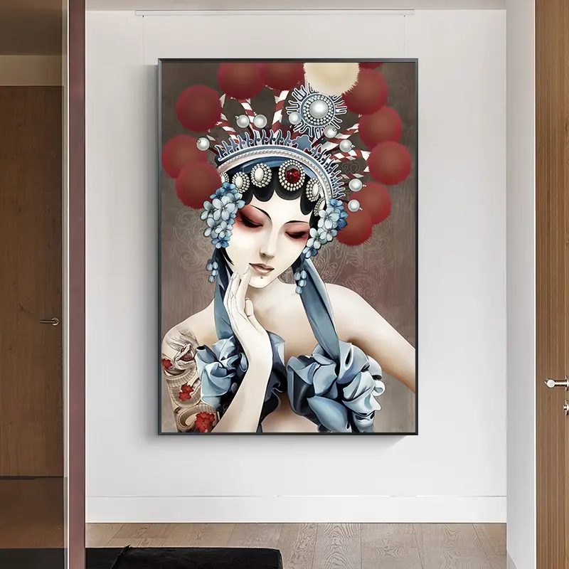 Chinese Style Peking Opera Characters Canvas Painting Literature Art Posters and Print Decorative Modular Pictures On The Wall