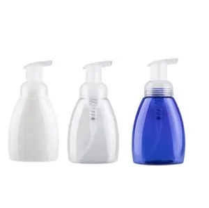 250Ml 300Ml blanc bleu clair bouteille d'emballage de lavage du corps Pet lavage des mains bouteille distributrice de savon en mousse