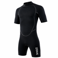 Combinaison de plongée courte unisexe en néoprène 3 mm avec fermeture éclair avant/arrière, protection anti-UV, col ras du cou, manches longues, doublure en nylon pour