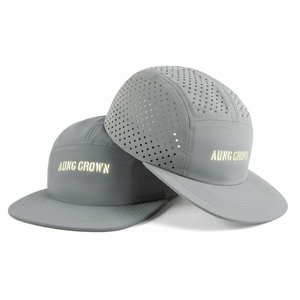 <span class=keywords><strong>Casquette</strong></span> de <span class=keywords><strong>course</strong></span> grise non structurée <span class=keywords><strong>à</strong></span> séchage rapide pour l'été, <span class=keywords><strong>casquette</strong></span> de camping perforée découpée au laser de haute qualité - Product Image 3