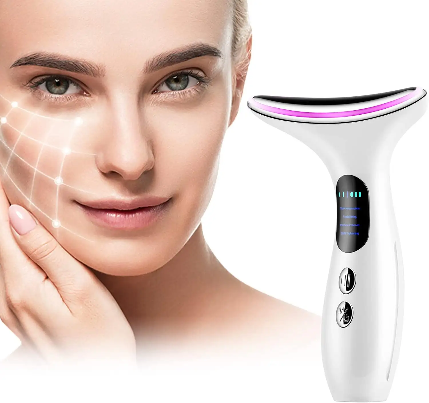 Home Beauty Products Mini Face Skin Lift Tighten Red Led Light Facial Neck Massager Neck Wrinkle Remover Ems Neck Lift Device