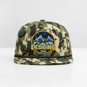 Gorras de Béisbol Ajustables de 5 Paneles con Visera Plana, Bordado Personalizado de Logotipo, Camuflaje, Cierre a Presión, 256, de Algodón con Cuerda - Product Image 3