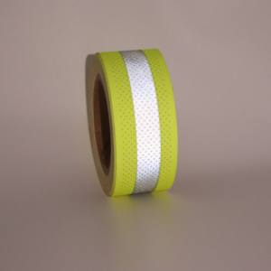 Ruban réfléchissant argenté à base fluorescente perforée Newsole, haute visibilité, perles de verre PET - Product Image 3