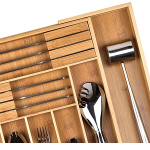 Organisateur de tiroir de cuisine moderne et durable en bambou, prêt à l'emploi, extensible, pour couverts (50x43x5cm) (porte-couteaux) - Product Image 4