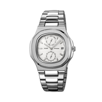 Montre de luxe originale de haute qualité en alliage d'acier inoxydable TUCKER TU8843 Mode Multifonction Calendrier Semaine Quartz Verre Pointe