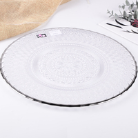 Assiette de présentation en verre argenté, décorative pour mariage, écologique, 33 cm, transparente, avec gravure personnalisée, vente en gros