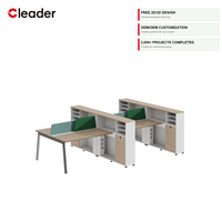 Poste de travail modulaire moderne pour bureau, double écran décalé avec rangement intégré, crédence et bibliothèque