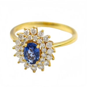 Anillo de plata 925 con zafiro y diamante cultivado en laboratorio de UM Jewelry, unisex para uso diario, regalo de aniversario de boda - Product Image 6