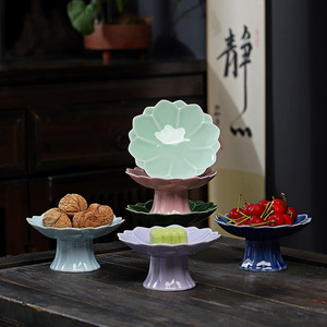 Plato de Cerámica Estilo Chino con Forma de Flor, Plato de Porcelana para Frutas, Plato para Aperitivos, Nuevo Diseño Chino - Product Image 2