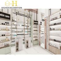 Vitrines de présentation de soins de la peau personnalisées, conception de magasin complet avec des armoires de présentation de cosmétiques élégantes