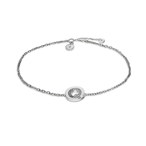 Bracelet en acier inoxydable avec breloque lettre Q, pendentif simple face de 1 cm, bijoux tendance pour femmes - Product Image 2