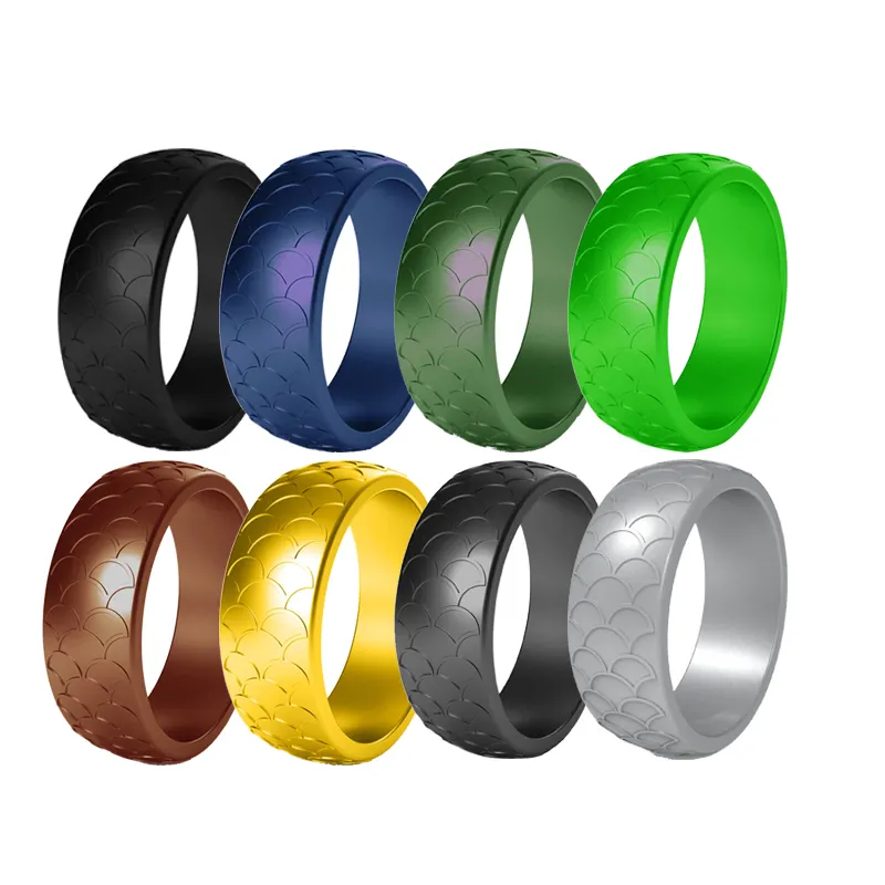 New Design Mermaid Affordable Silicone Rubber Wedding Band Couple Wedding Rings Custom Silicone Ring