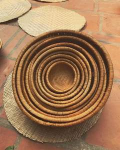 Cesta Redonda Plana de Bambú Tallada Artesanalmente, Ecológica, de Vietnam, Disponible en Varios Tamaños, Venta al Por Mayor - Product Image 6