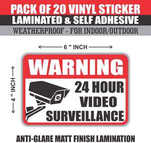 Pegatina de videovigilancia de advertencia roja autoadhesiva, <span class=keywords><strong>24</strong></span> <span class=keywords><strong>horas</strong></span> monitoreadas por <span class=keywords><strong>pegatinas</strong></span> de cámara de seguridad - Product Image 3