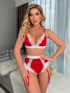 1045 Nouvelle lingerie de Noël européenne et américaine, sexy, bikini d'Halloween, jarretière, ensemble 2 pièces, 100% polyester, écologique, respirant - Product Image 3