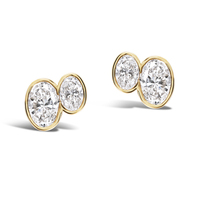 Boucles d'oreilles ovales en argent sterling 925 plaqué or 18 carats avec zircon cubique Gemnel Fashion