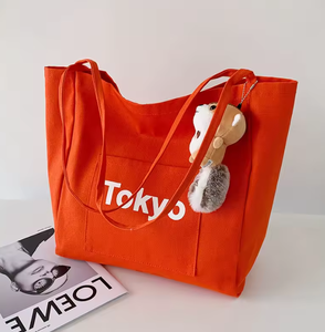 Bolsa de compras personalizada, ecológica, linda y a la moda, de gran capacidad, de lona de algodón, para estudiantes. - Product Image 2