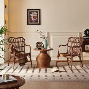 เก้าอี้หวายสไตล์เรโทร ทอจากวัสดุธรรมชาติ เก้าอี้พักผ่อนสไตล์เอเชียตะวันออกเฉียงใต้ เก้าอี้รับประทานอาหารสำหรับร้านอาหารและคาเฟ่ - Product Image 2