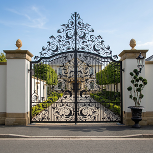 Elegant Spire Top Wrought Iron Automatic Fancy Swing <strong>Gate</strong> Graceful Pattern for Hotel Park Use Modern Design Durable Construction - Product Image 6