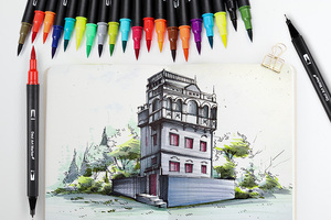 Bút Màu Hai Đầu 72/100 Màu Bán Chạy Nhất Bút Đánh Dấu Màu Fineliner Bút Màu Bút Màu Nước Bút Cảm Thấy <span class=keywords><strong>Fine</strong></span> <span class=keywords><strong>Point</strong></span> - Product Image 3