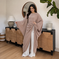 Loriya 2026 Nouvelle Tunique Papillon Musulmane Modeste Abaya Longue Robe à Manches Chauve-Souris avec Cordon de Serrage Ajustable et Fronces pour Femme Kaftan