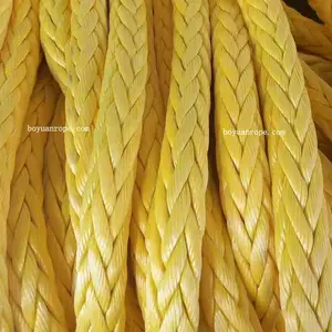 High Strength Low Stretch Flexible 12 Strands UHMWPE Rope Single Braid 1/4" 38mmx220m Rope With Spliced Eye