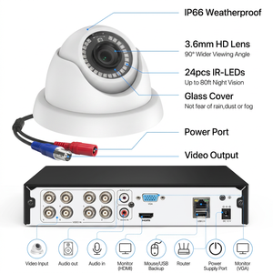 Sistema de Cámara Domo Inteligente con IA de 4 Canales y 1080P, 4 Cámaras Domo IP66 de 2MP, DVR de 8 Canales, Detección de Personas y Vehículos, H.265+ - Product Image 3