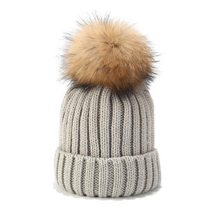 Autumn Winter Outdoor Adult Unisex Fur Warm Knitted Beanie Hats Custom Embroidery Travel Ready - Product Image 6