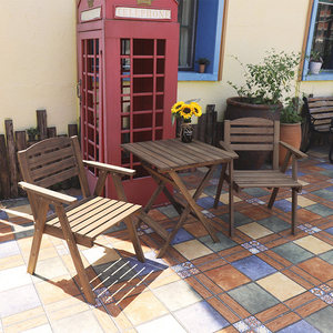 Set Bistrot Pieghevole in Legno Naturale Massiccio, Set <span class=keywords><strong>da</strong></span> Pranzo Portatile <span class=keywords><strong>da</strong></span> Esterno in 3 Pezzi, Tavolo e Sgabelli in Legno Salvaspazio con Struttura a X per Campeggio - Product Image 1