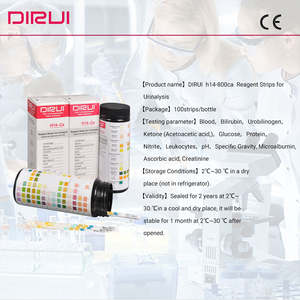 Bandelettes de test urinaire DIRUI 14 paramètres, bandelettes de test de bilirubine sanguine et d'urobilinogène, 100 pièces/baril, bandelettes réactives pour analyse d'<span class=keywords><strong>urine</strong></span> - Product Image 2