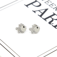 Boucles d'oreilles clous en argent pavé de zircon en forme de poisson pour filles, en acier inoxydable 316L hypoallergénique, mini bijoux d'oreille animaux marins pour enfants