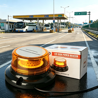 Solarbetriebene rotierende LED-Warnleuchte für Fahrzeuge mit PC-Scheinwerfer, magnetischer Halterung und gelbem Notfallblitz