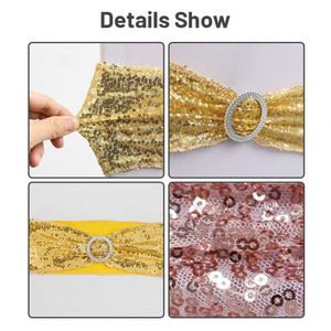 Lot de nœuds de chaise à sequins de luxe, couleurs or et argent, pour événements et mariages - Product Image 3