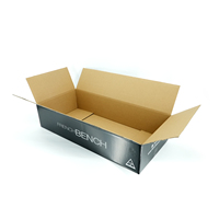 Cartons ondulés recyclables personnalisés noirs de luxe, emballages de déménagement en carton résistant, boîtes en papier kraft pliables pour l'expédition
