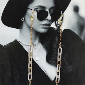 Elegante eslabón dorado para gafas de sol, cordón para gafas, cordón acrílico para enmascarar con soporte para correa de cadena, accesorios decorativos para gafas - Product Image 3