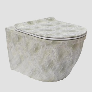 Sedile <span class=keywords><strong>WC</strong></span> in PP Anti-Odore con Chiusura Ammortizzata, Motivo Marmo Blu, Monoblocco, per <span class=keywords><strong>WC</strong></span> Sospeso a <span class=keywords><strong>Parete</strong></span> in Ceramica - Product Image 3
