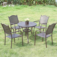 Meubles de jardin prêts à l'emploi, meubles de loisirs en fer forgé, 3 à 5 ensembles de tables et chaises de patio en aluminium moulé