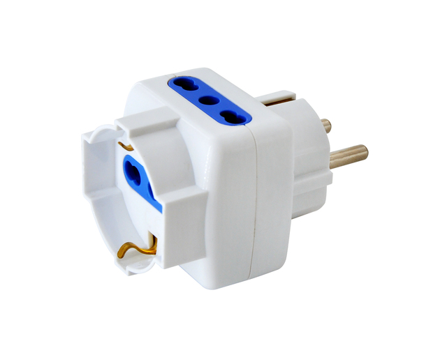 Multi Adapter German Type Plug 2 Presa 10/16A Bipasso+1 Bipasso/schuko