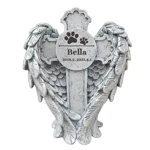 Ornamenti da giardino artigianato personalizzato croce d'angelo incisa Pet pietra commemorativa