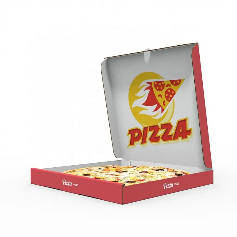 Boîte d'emballage de conte de pizza de qualité alimentaire Boîtes de cuisson en carton à pizza rouge Emballage de boîte en carton pour les aliments