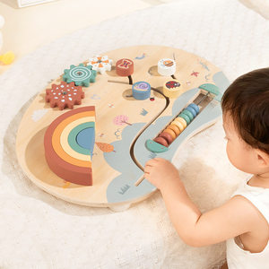 Tavola Sensoriale in Legno per Bambini, Gioco da Tavolo per Bambini di <span class=keywords><strong>1</strong></span> 2 3 Anni, Tavola delle Attività Arcobaleno per Bambini - Product Image 3