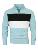 Polo à manches longues zippé pour homme, tendance, de haute qualité, à blocs de couleur, en maille, t-shirt décontracté pour homme, vente chaude