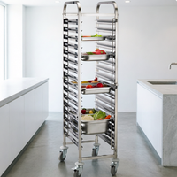 Chariot de service professionnel en acier inoxydable à 15 niveaux pour cafétéria et restaurant, idéal pour la pâtisserie
