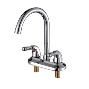 Robinet de lavabo à double poignée, 2 trous, montage sur plan, en laiton, avec cartouche céramique, pour lavabo de salle de bain - Product Image 2