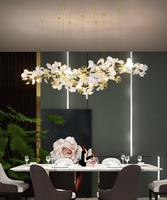 Lustre nordique en feuille de céramique personnalisé grande suspension pour hôtel Hall Villa escaliers maison salon Table à manger milieu