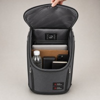 Sac à dos professionnel gris foncé avec port USB, dos et bretelles rembourrés, design multi-poches pour le travail, les trajets et les voyages, sacs pour ordinateur portable